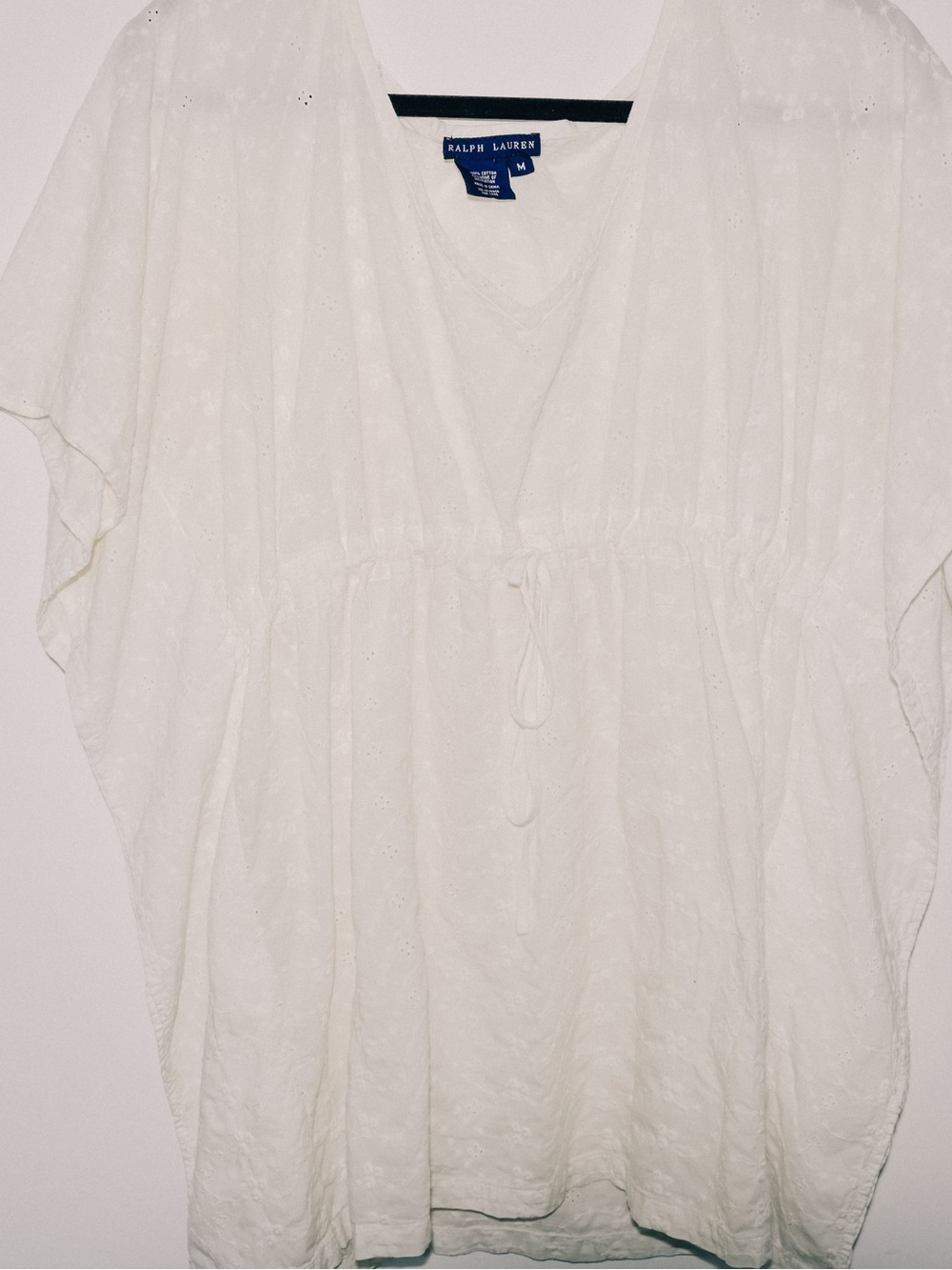 Ralph Lauren White Cotton Embroidered Eyelet Blouse Cute Top M